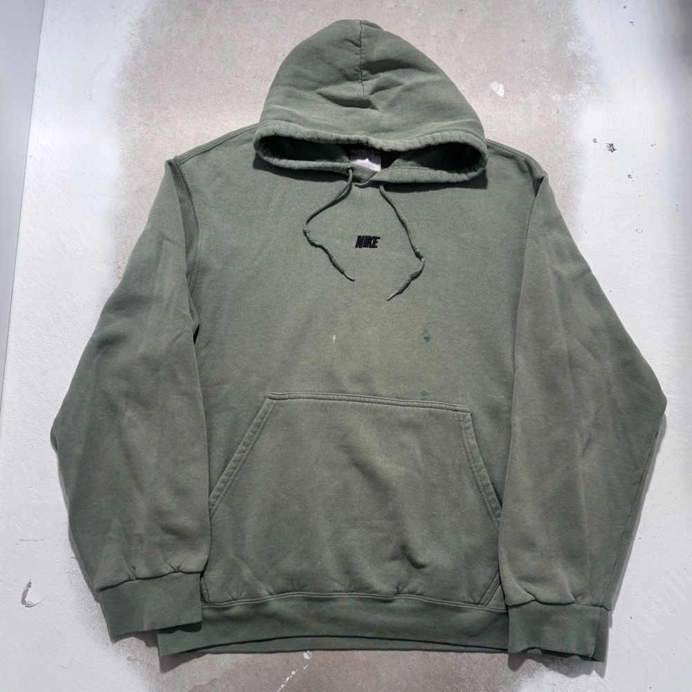 Vintage Nike Center Swoosh Hoodie Sage Green Embroidered Logo Mens Medium